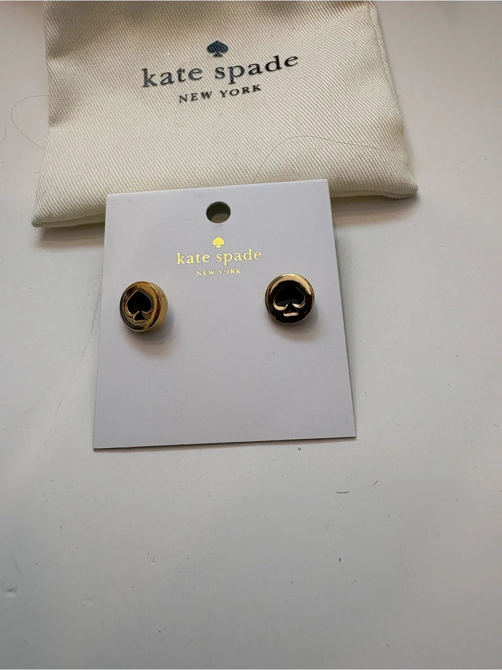 kate spade Gold and Black Spade Circle Stud Earrings